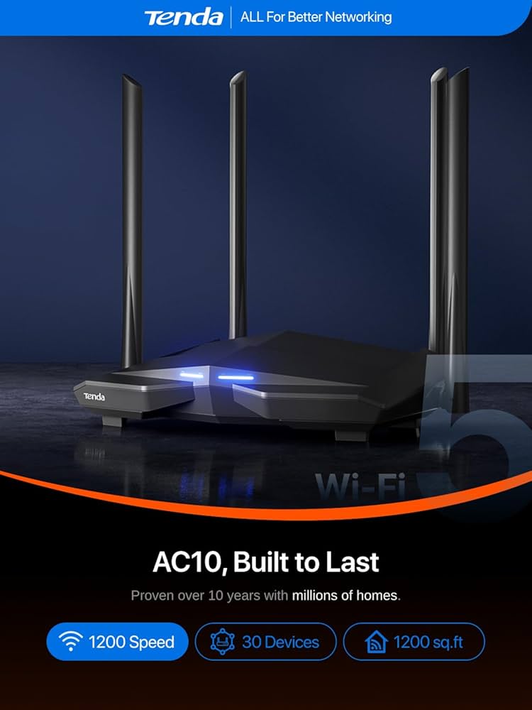 Tenda AC5 V3 AC1200 Wireless Dual Band WiFi Router,